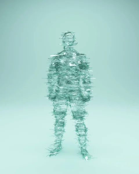 man mental health abstract psychological breakdown fragile personality broken glass pieces 3d illustration render