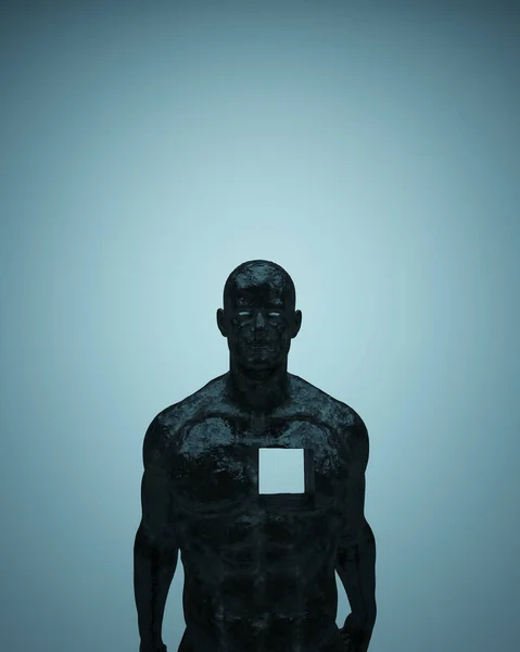 Man Mental Health Depression Black Dusty Iron Figure Abstract Missing — Zdjęcie stockowe