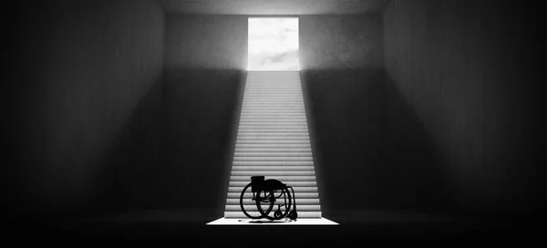 Wheelchair Silhouette Mobility Accessibility Stairs Steps Physical Disability Everyday Challenge — Stok fotoğraf