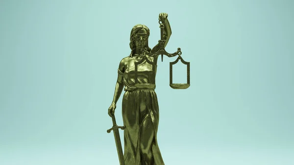 Estatua Justicia Bronce Sistema Judicial Oro Escultura Tradicional Con Escalas — Foto de Stock