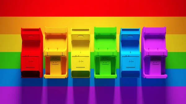 Rainbow Pride Vibrant Hbtq Arcade Video Gaming Console Wall Retro — Stockfoto
