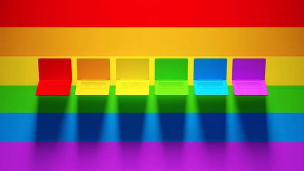 Rainbow Pride Vibrant Hbtq Bärbara Datorer Bärbar Dator Med Tangentbord — Stockfoto