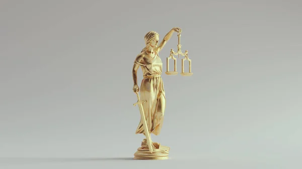 Gouden Lady Justice Standbeeld Met Schalen Personificatie Van Het Traditionele — Stockfoto