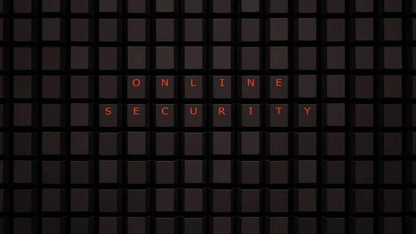 Online Security Concept Podświetlane Pomarańczowe Klucze Czarnej Klawiaturze Ściana Siatki — Zdjęcie stockowe