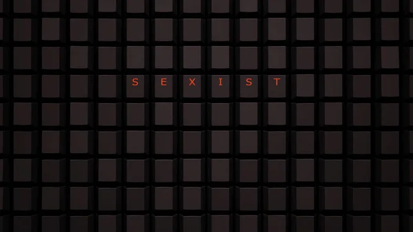 Online Sexist Concept Illuminated Orange Keys Black Keyboard Grid Wall — Stock Photo, Image