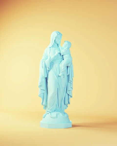 Mary Mother Baby Jesus Statue Bleue Art Religieux Femme Avec — Photo