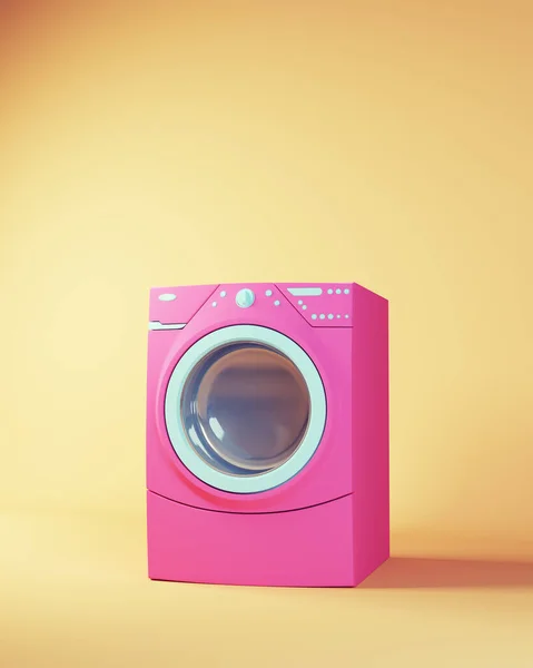 Pink Blue Washing Machine Household Appliance Laundry Japanese Style Yellow — Stok Foto