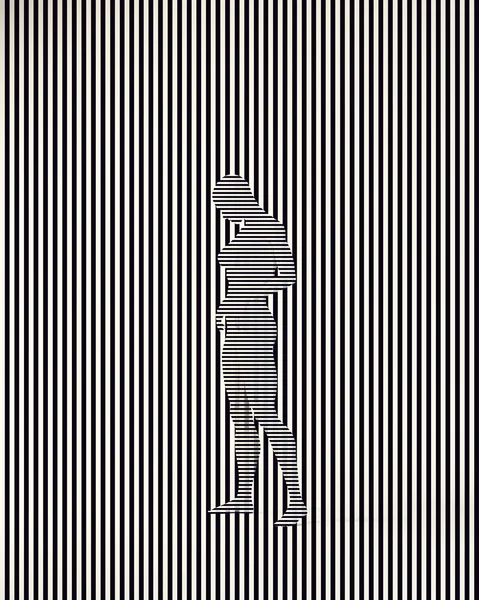 女子卧式垂直艺术图案黑色白色时尚杂志朝下看60年代美学海报3D插图渲染 — 图库照片