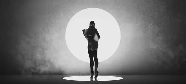Occult Woman Waving Bold Silhouette Seductive Pose Gothic Halloween Mysterious — Stock Photo, Image