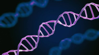 Bu sahneyi mikroskop altında görüntülenen Dna molekülleri bir koyu arka plan. Kavram moleküler biyoloji ve biyoteknoloji, Deoksiribonükleik asit genleri. 3D render.