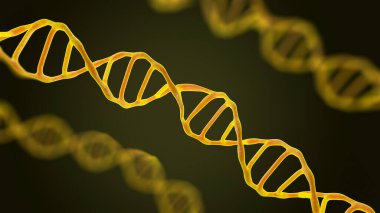 Bu sahneyi mikroskop altında görüntülenen Dna molekülleri bir koyu arka plan. Kavram moleküler biyoloji ve biyoteknoloji, Deoksiribonükleik asit genleri. 3D render.