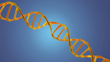 Bu sahne, DNA moleküllerini mikroskop altında mavi arka planda inceler. Moleküler biyoloji ve biyoteknoloji kavramı, deoksiribonükleik asit genomları. 3B görüntüleme.