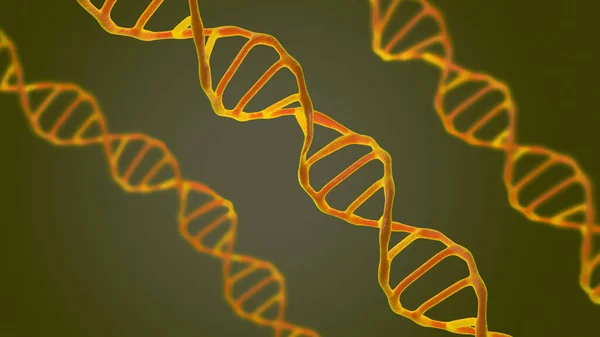 Esta Cena Examina Moléculas Dna Sob Microscópio Contra Fundo Verde — Fotografia de Stock