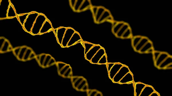 Bu sahneyi mikroskop altında görüntülenen Dna molekülleri bir koyu arka plan. Kavram moleküler biyoloji ve biyoteknoloji, Deoksiribonükleik asit genleri. 3D render.