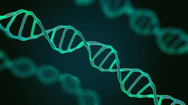 Bu sahneyi mikroskop altında görüntülenen Dna molekülleri bir koyu arka plan. Kavram moleküler biyoloji ve biyoteknoloji, Deoksiribonükleik asit genleri. 3D render.