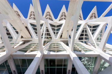 Valencia, İspanya - 05 06 2022: Valencia, İspanya 'da güneşli bir bahar gününde Sanat ve Bilim Müzesi.