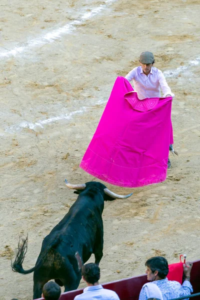 Valencie Španělsko 2022 Bullfighter Čeká Býka Býčím Zápase Corrida Toros — Stock fotografie