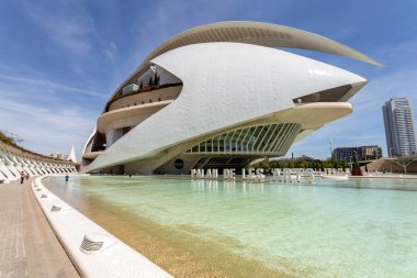 Valencia, İspanya - 05 07 2022: Valencia Sanat ve Bilim Şehri 'nde Sanat Sarayı (Palau de les Arts Reina Sofia).