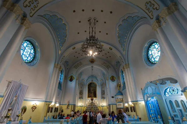 Bratislava Slowakije 2022 Interieur Van Blauwe Kerk Kerk Van Elizabeth — Stockfoto