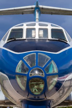 Budapeşte, Macaristan - 09 02 02 2021: Tupolev Tu-134 Budapeşte 'de bir açık hava havacılık müzesi.