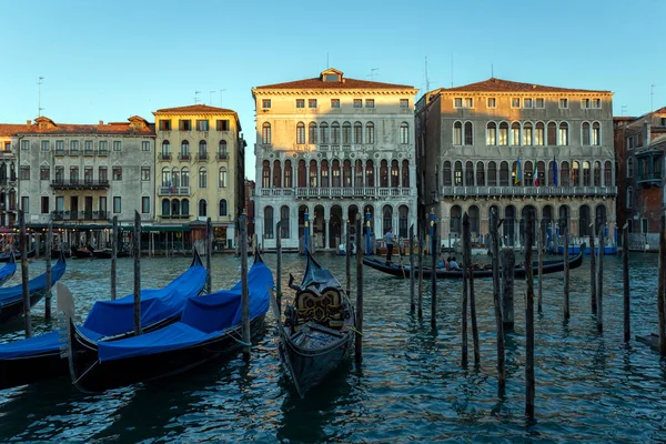 Venise Italie 2022 Grand Canal Venise Gondole Lors Une Soirée — Photo