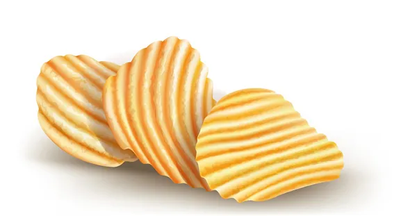 Wavy potatos chips on white background — Stock Vector