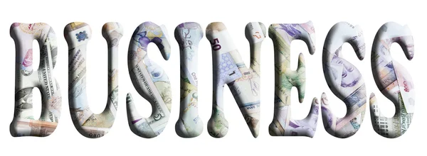 3D finance words with currency background — Stock Photo, Image