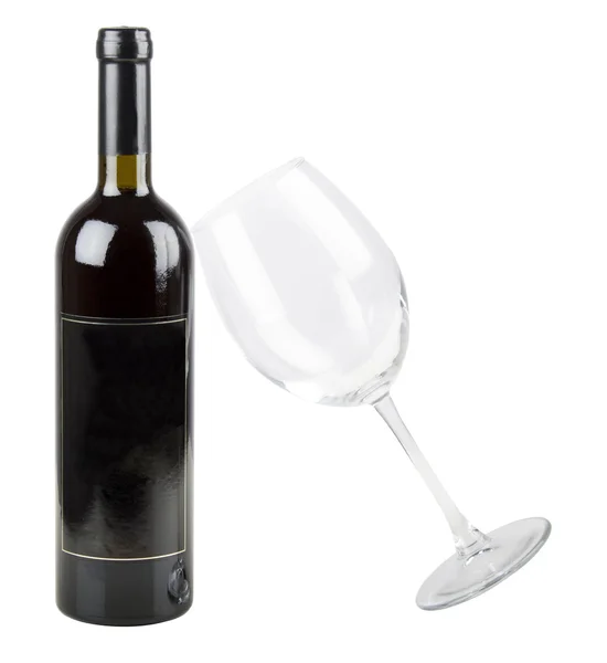 Red wine bottle with glass — Stock Photo, Image