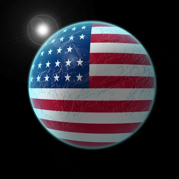 地球を覆う americal フラグ ストック画像