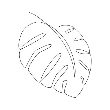 Canavar yaprak çizgisi sanatı. Katılım çizimi. Minimalizm sanatı. Modern dekor.