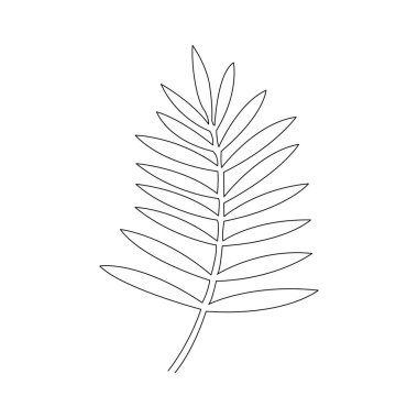 Çizim vektörü. İzole edilmiş bir ikon. Ağaç Yaprakları. Doğrusal sanat öğesi tasarla. Düz dizayn. Tek satırlık nesne.