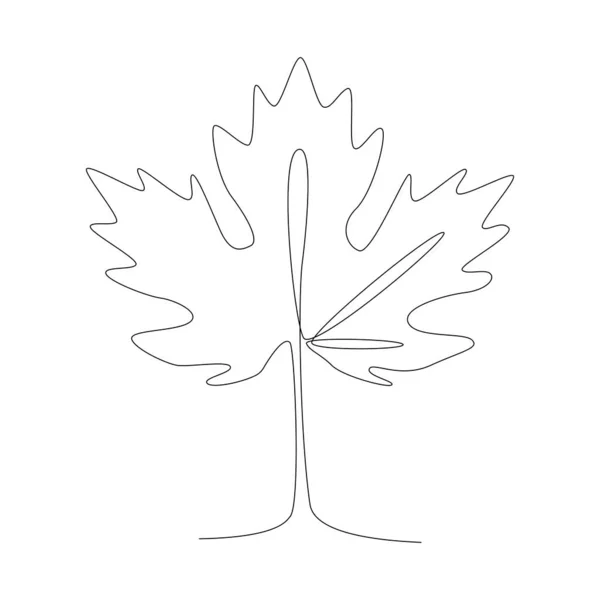 Maple Leaf Line Art Jedna Souvislá Čára Kreslení Abstraktní Tropické — Stockový vektor