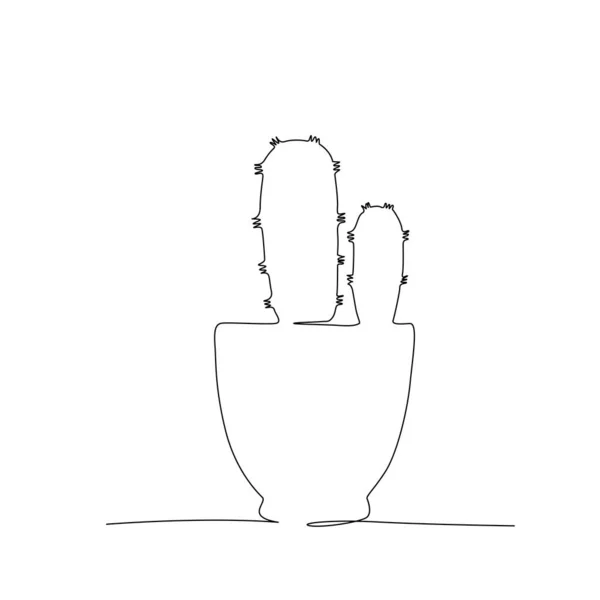 Cactus Black White Sketch House Plants Isolated White Background Potted — 图库矢量图片