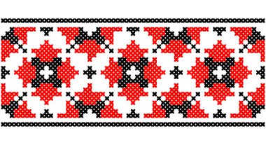Ukrainian, Belarusian retro folk art vector seamless pattern, cross-stitch ornament inpired by traditional embroidery Vyshyvanka. Slavic repetitive folk art design on white from Eastern Europe