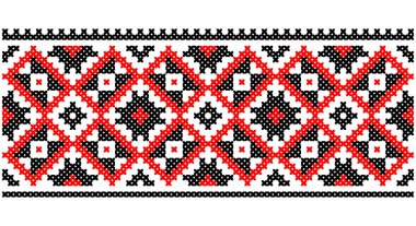 Ukrainian, Belarusian retro folk art vector seamless pattern, cross-stitch ornament inpired by traditional embroidery Vyshyvanka. Slavic repetitive folk art design on white from Eastern Europe