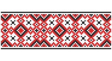 Ukrainian, Belarusian retro folk art vector seamless pattern, cross-stitch ornament inpired by traditional embroidery Vyshyvanka. Slavic repetitive folk art design on white from Eastern Europe