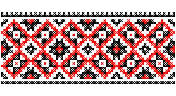 Ukrainian Belarusian Retro Folk Art Vector Seamless Pattern Cross Stitch — ストックベクタ