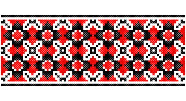 Slavic ornament Eastern Europe, repetitive decoration in red and black