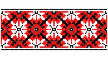 Slavic ornament Eastern Europe, repetitive decoration in red and black