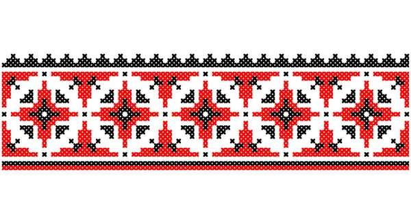 Slavic Ornament Eastern Europe Repetitive Decoration Red Black — 图库矢量图片