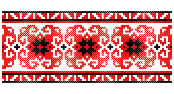 Slavic Ornament Eastern Europe Repetitive Decoration Red Black — Image vectorielle