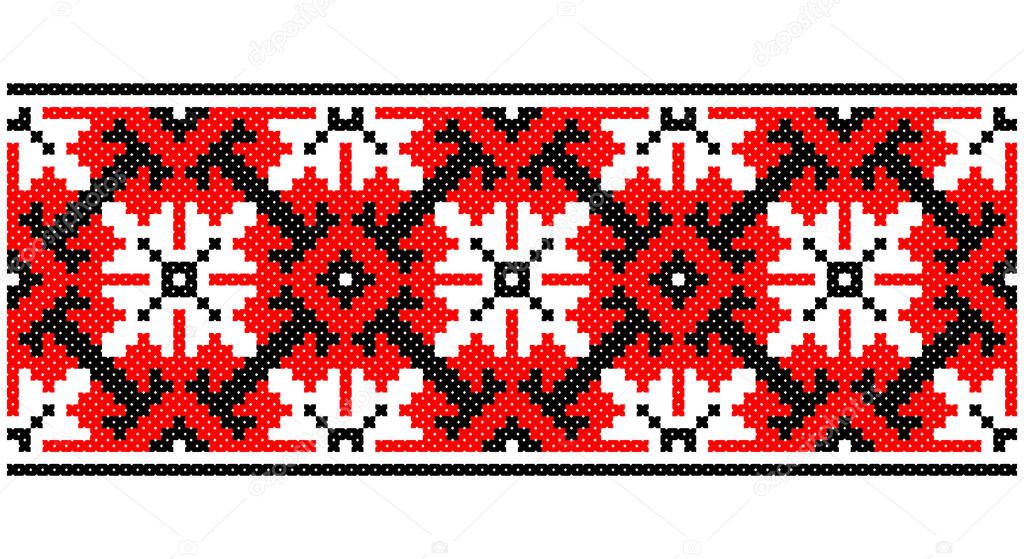 Slavic ornament Eastern Europe, repetitive decoration in red and black