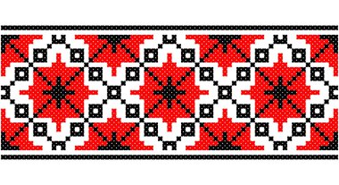 Ukraynalı, Belarus nakışlı vektör dikişsiz desen, halk sanatı tarafından teşvik edilen çapraz dikiş süsü - Vyshyvanka.