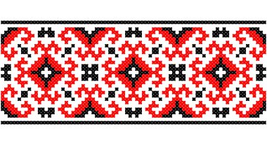 Ukraynalı, Belarus nakışlı vektör dikişsiz desen, halk sanatı tarafından teşvik edilen çapraz dikiş süsü - Vyshyvanka.