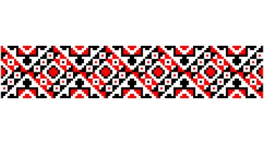 Ukrainian, Belarusian folk art vector seamless pattern, retro monochrome long cross-stitch ornament inpired by folk art - Vyshyvanka. Slavic traditional black and white ornament from Eastern Europe