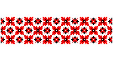 Ukrainian, Belarusian folk art vector seamless pattern, retro monochrome long cross-stitch ornament inpired by folk art - Vyshyvanka. Slavic traditional black and white ornament from Eastern Europe