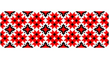 Ukrainian, Belarusian folk art vector seamless pattern, retro monochrome long cross-stitch ornament inpired by folk art - Vyshyvanka. Slavic traditional black and white ornament from Eastern Europe