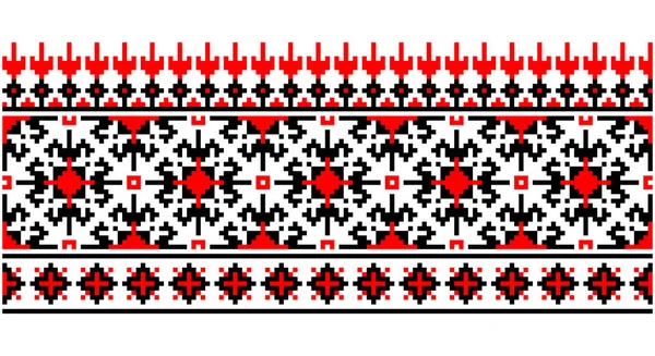 Ukrainian Belarusian Folk Art Vector Seamless Pattern Retro Monochrome Long — 图库矢量图片