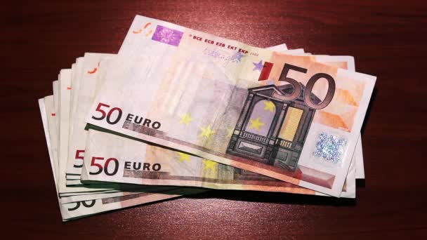 Default Financial Crash Euro Banknotes Disappear Table You Buy Footage — Stock Video