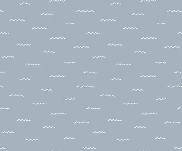简单而幼稚的无缝图案 蓝色背景的冬季白浪 手绘矢量图解 儿童纺织品的设计概念 — 图库矢量图片